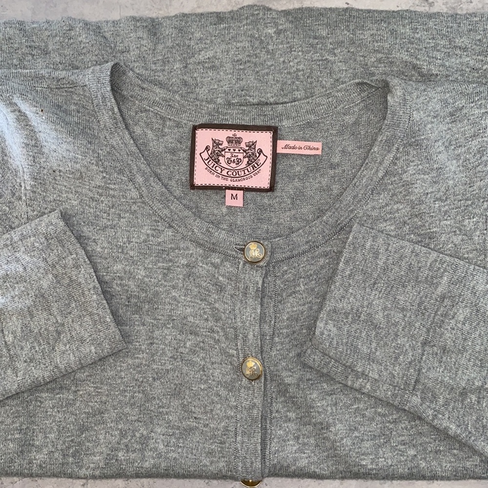 Juicy Couture 3/4 Sleeve Gray Cardigan Medium